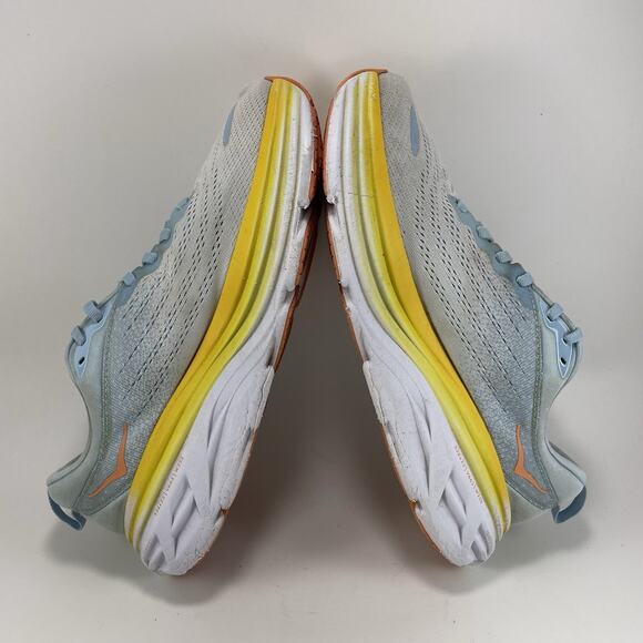Hoka One One Bondi 8 Running Shoes Womens Size 10.5 B Summer Song Blue Yellow - Picture 6 of 11